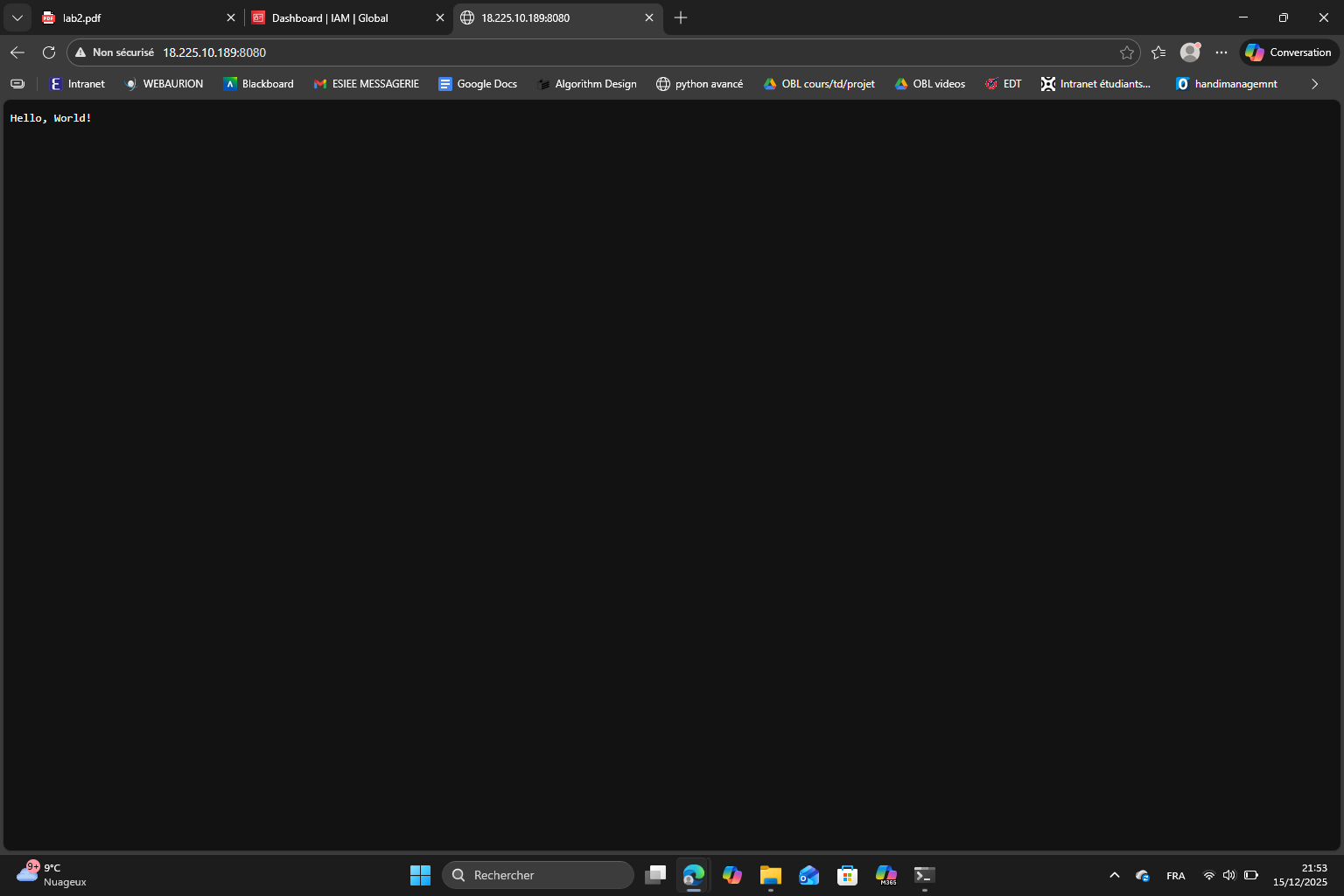 Hello World on EC2 port 8080