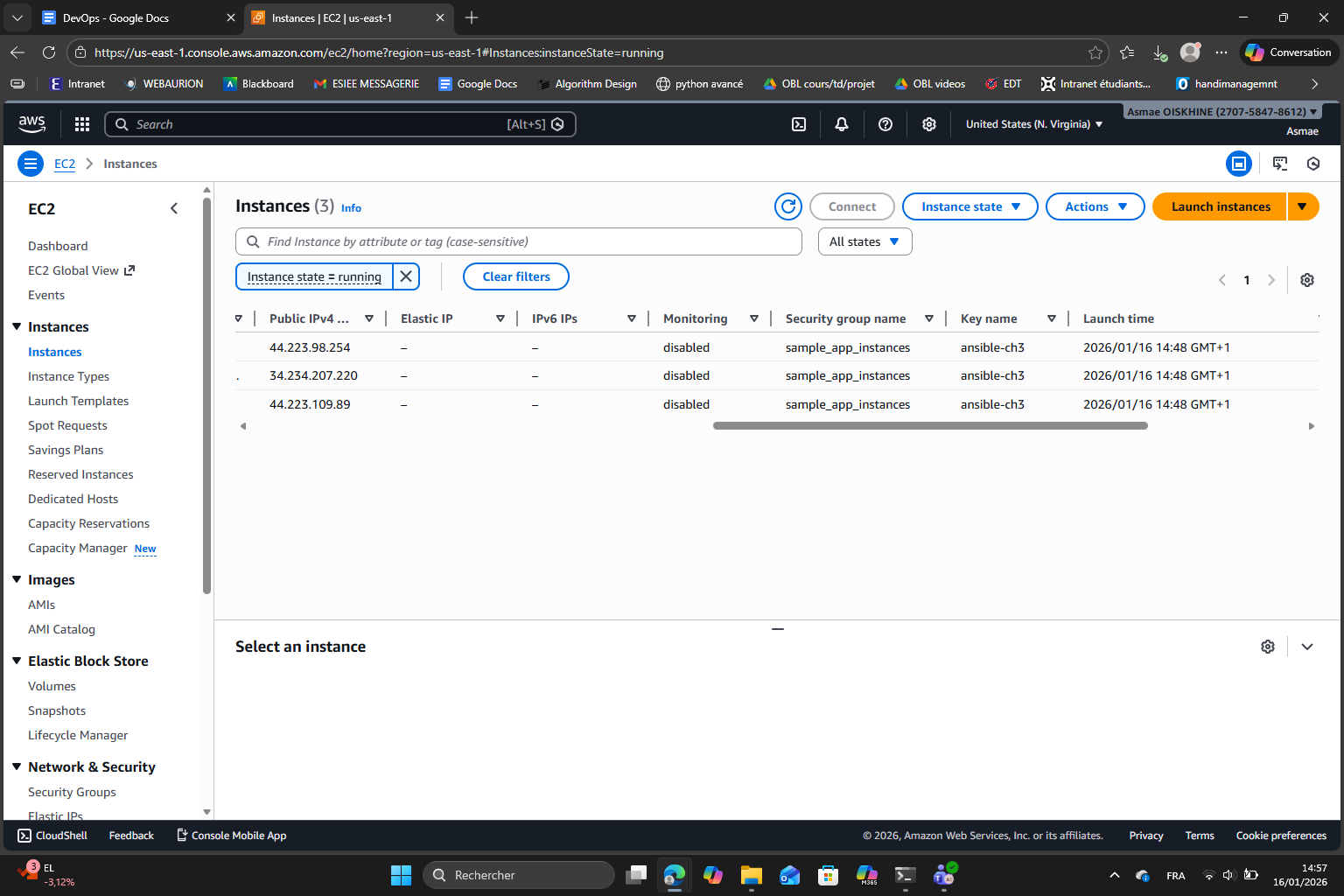 Instances running in console