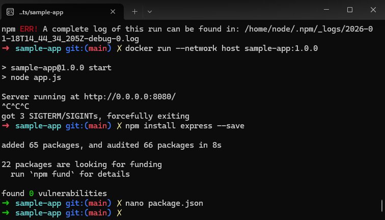 package.json with Express