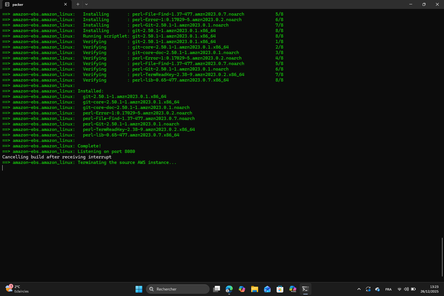 Packer build interrupted