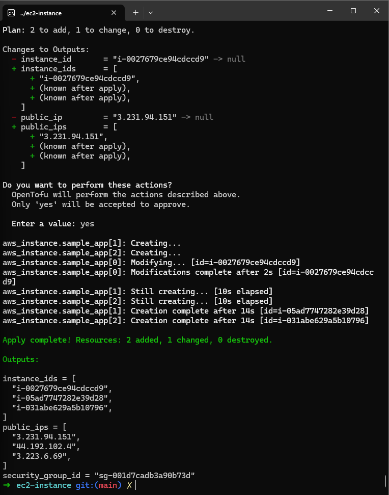 OpenTofu 3 instances