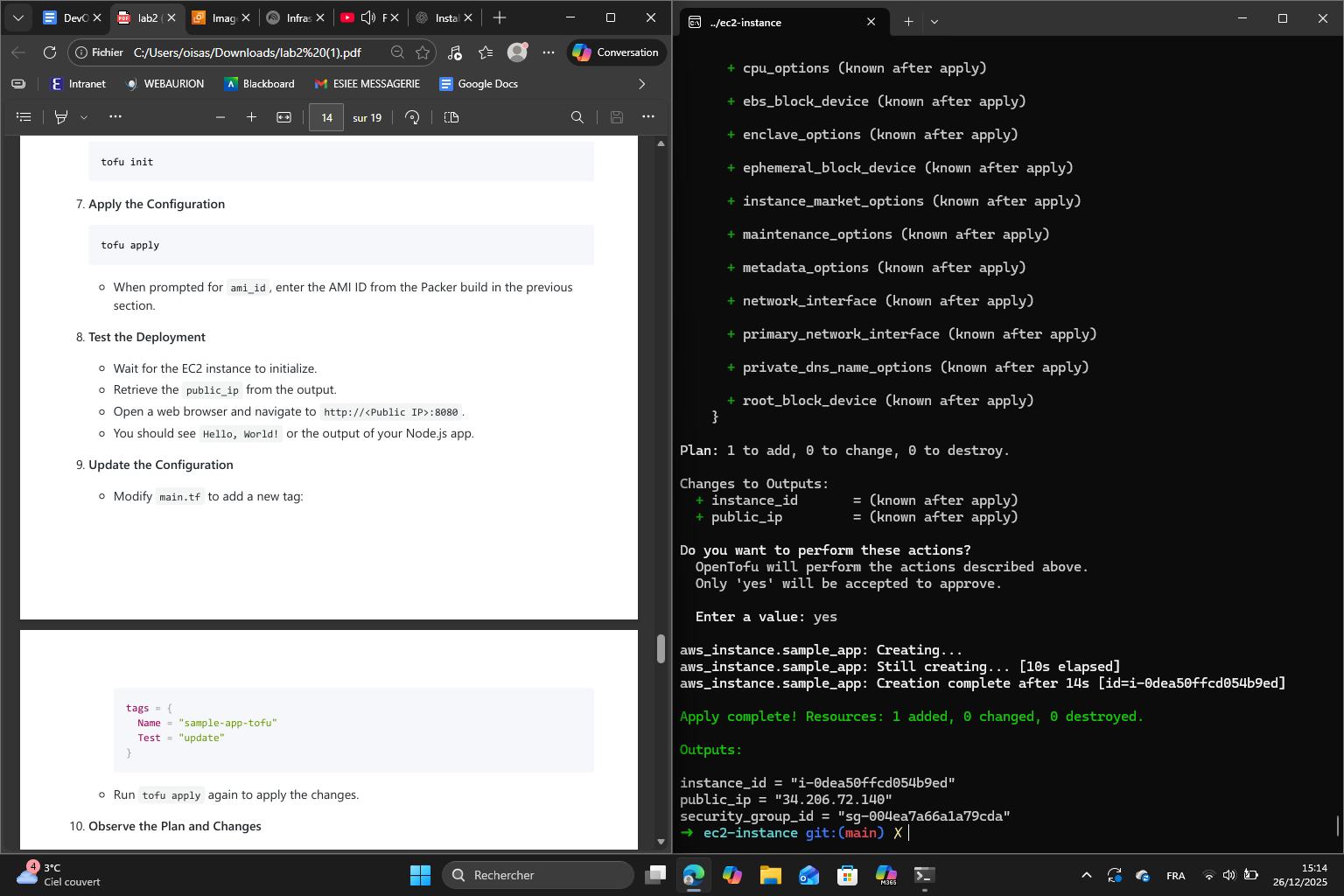 OpenTofu apply result
