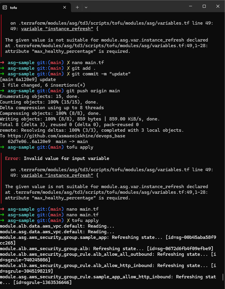 ASG instance refresh error